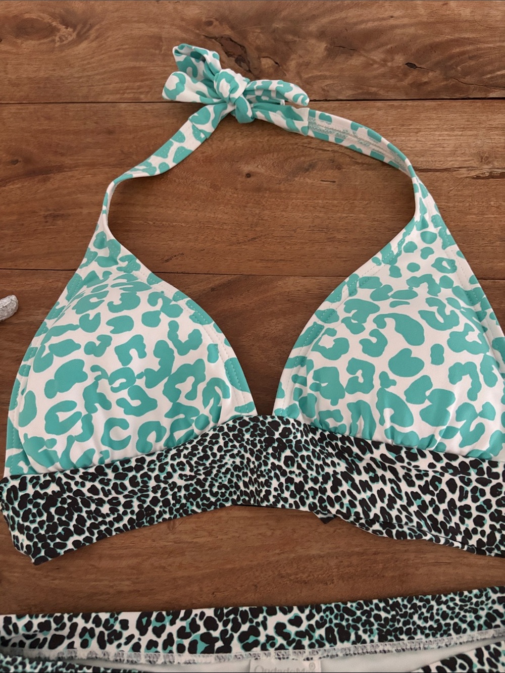 OndadeMar Teal and Black Leopard Halter Bikini - Picture 3 of 16